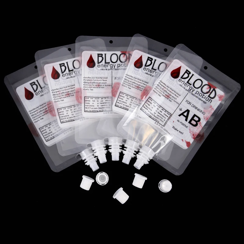 5/10pcs 250ml Halloween Blut beutel PVC Getränke Alkohol Beutel Taschen Vampir Cosplay Requisiten Horror Halloween Party Dekoration liefert – Detail 5