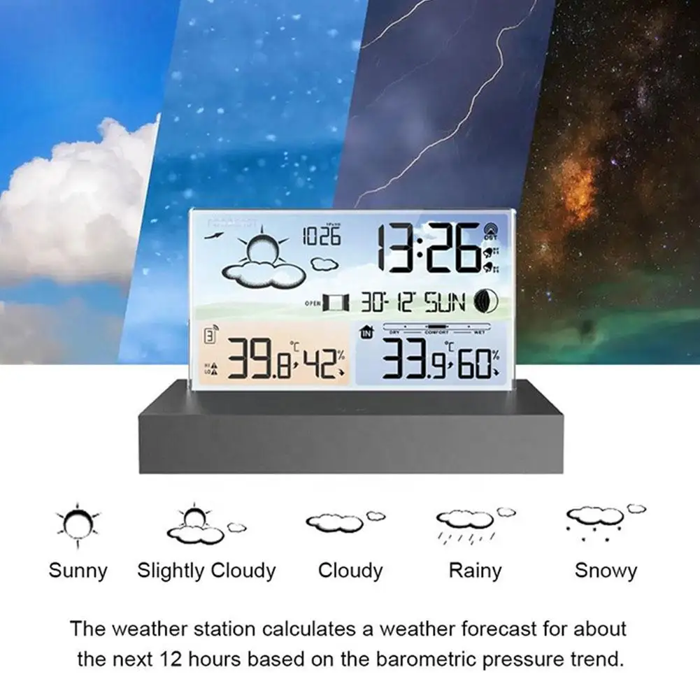 

Прозрачная Метеостанция со стеклянным цветным экраном, термометр, монитор погоды, гигрометр, цифровой Прогноз температуры N8R2