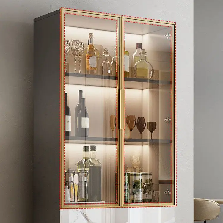 luxury corner mini whiskey Wooden corner glass for for the home living room with lights glass bar wine cabinet display