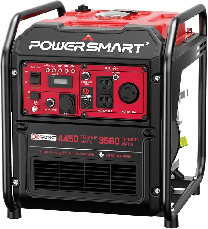4450-Watt RV Ready Home Backup Portable Generator with Inverter Technology CO Sensor 30A Outlet Gas Powered portable gas generator