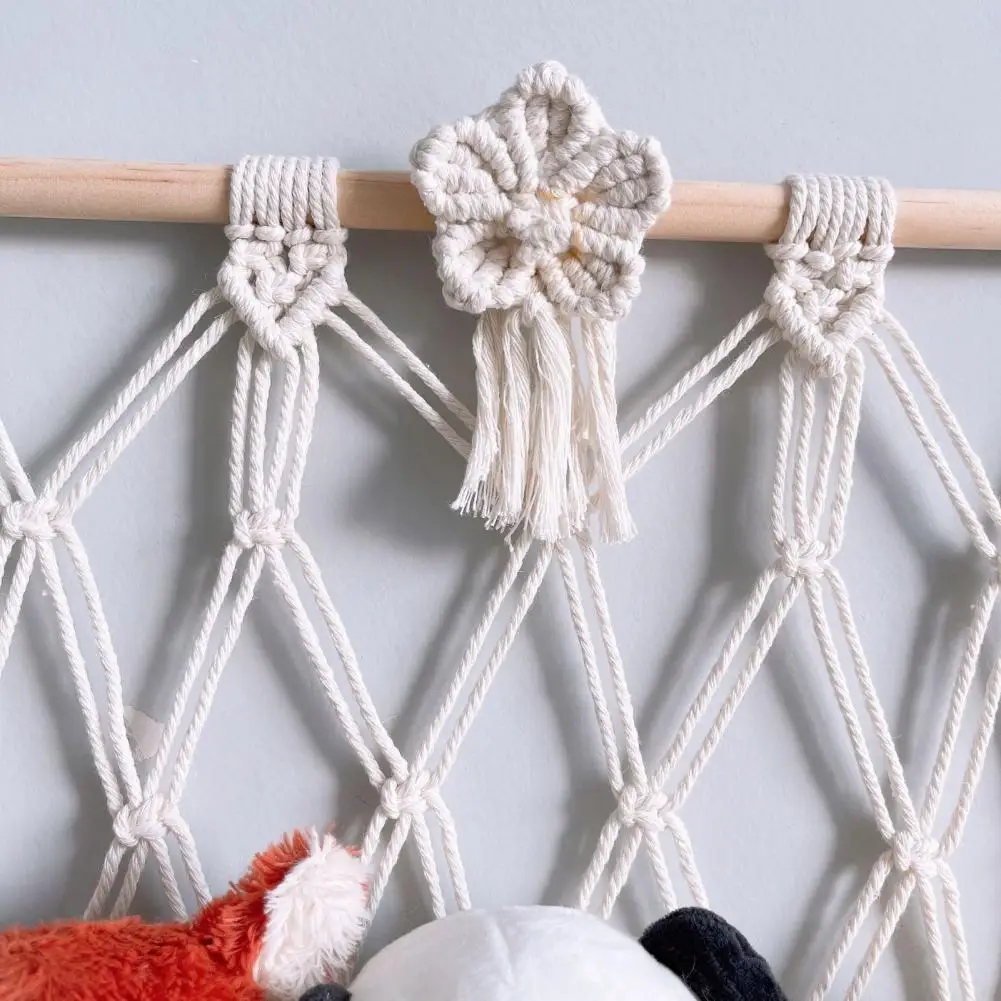 52cm Stuffed Animal Toy Storage Rack Wall Hanging Net Tassel Design Vivid Color Toy Doll Storage Organizer Nursery Room Decor