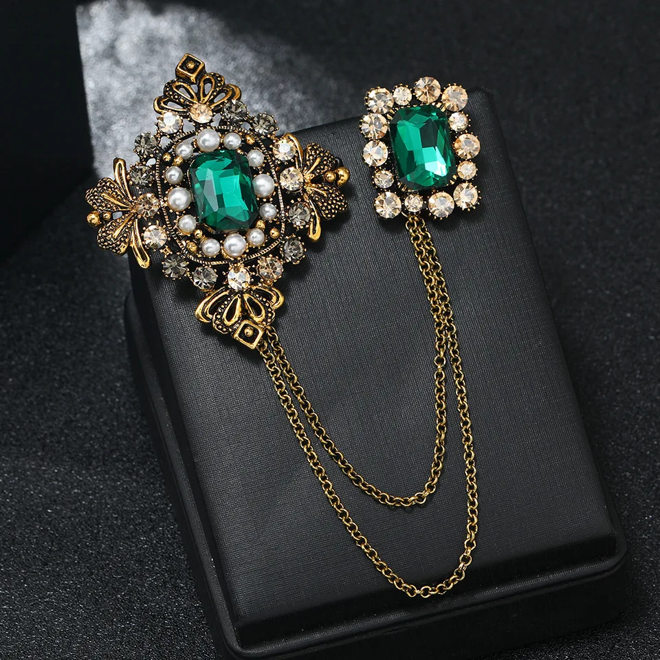 Vintage Exquistie Top Brand Cross Crystal Brooches Chains For - Main Image