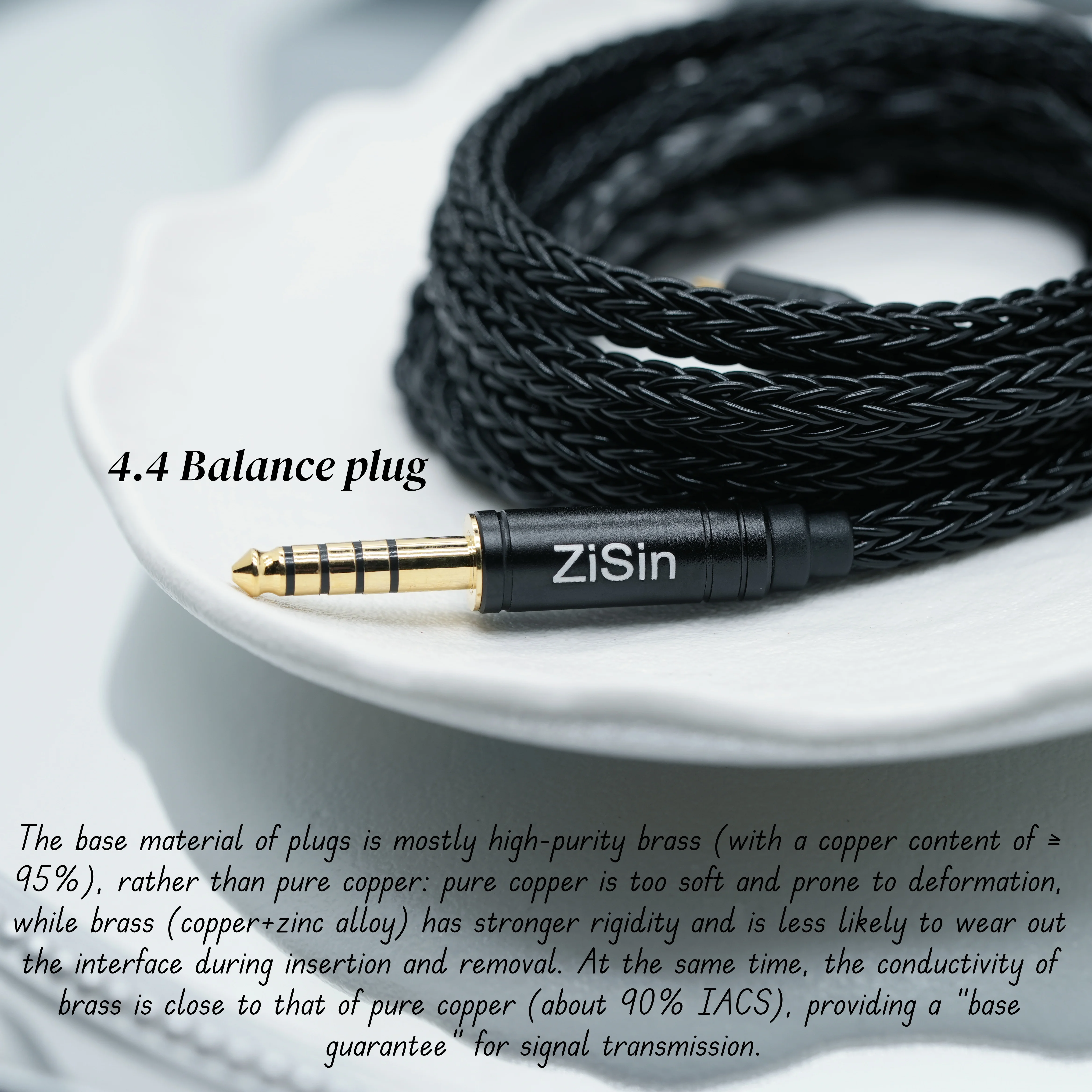 ZiSin-330HFI in ear high fidelity headphone cable, 4.4mm balanced