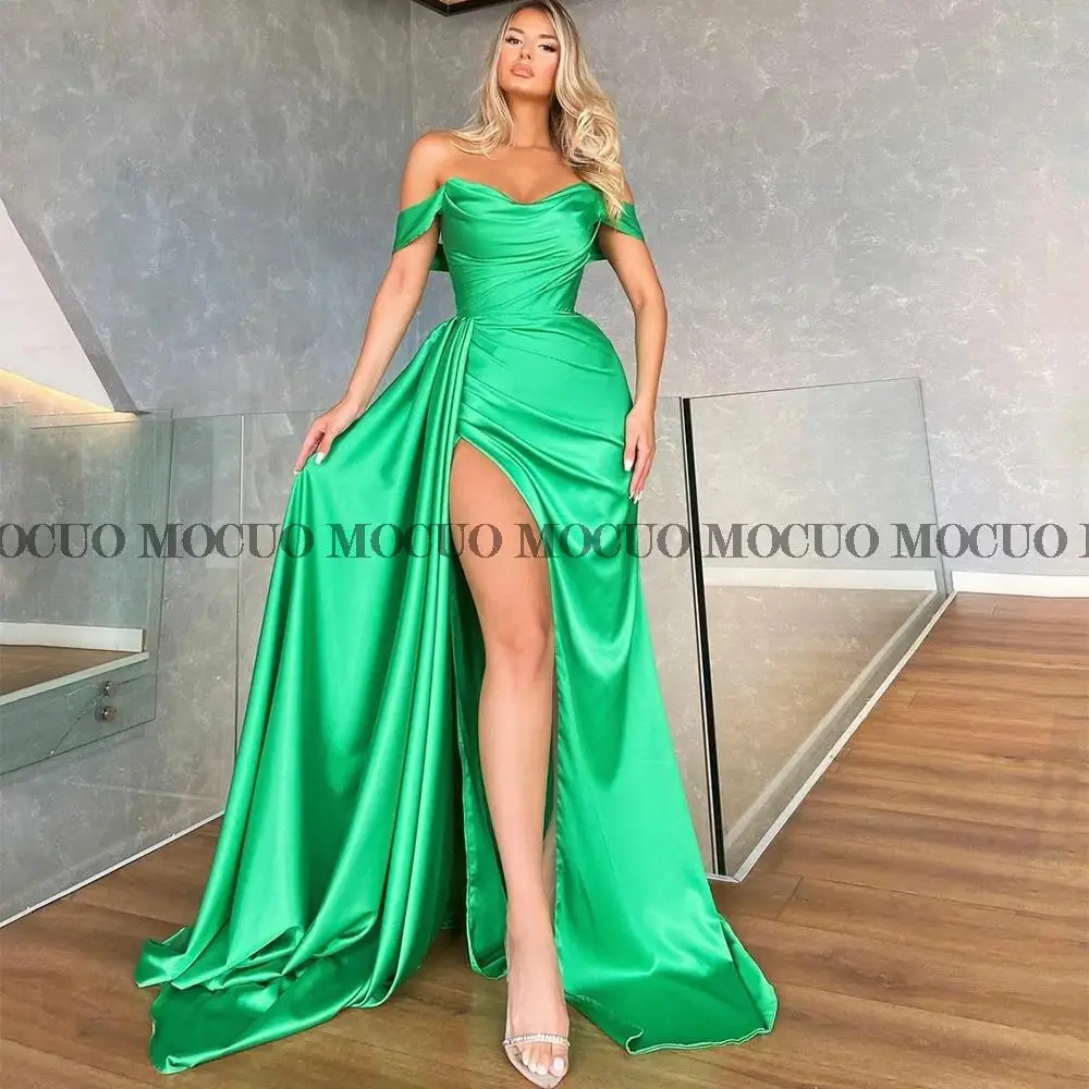 

High Side Slide Prom Dress Off the Shoulder Sleeveless Mermaid Evening Dresses Green Formal Party Gowns Fashions