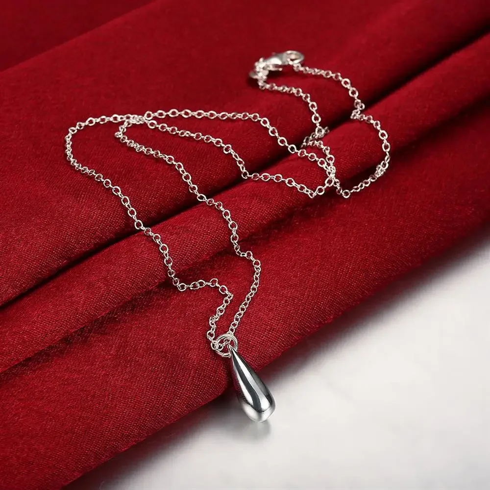 925 Sterling Silver Necklace Jewelry Fashion Pretty High Quality For Women Lady Drop Chain Pendant Necklace