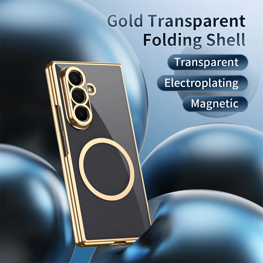 Magnetic Clear Phone Case with Wireless Charging for Transparent Folding Protection