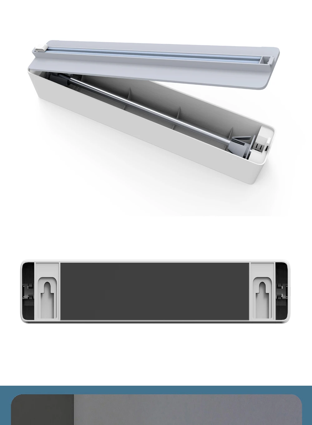 Description Picture 6 of itemMagnetic Film Holder with Cutter Stretch Cling Film Holder Slide Cutters Wall Mount Plastic Foil Wrap Dispenser Box Kitchen Tool