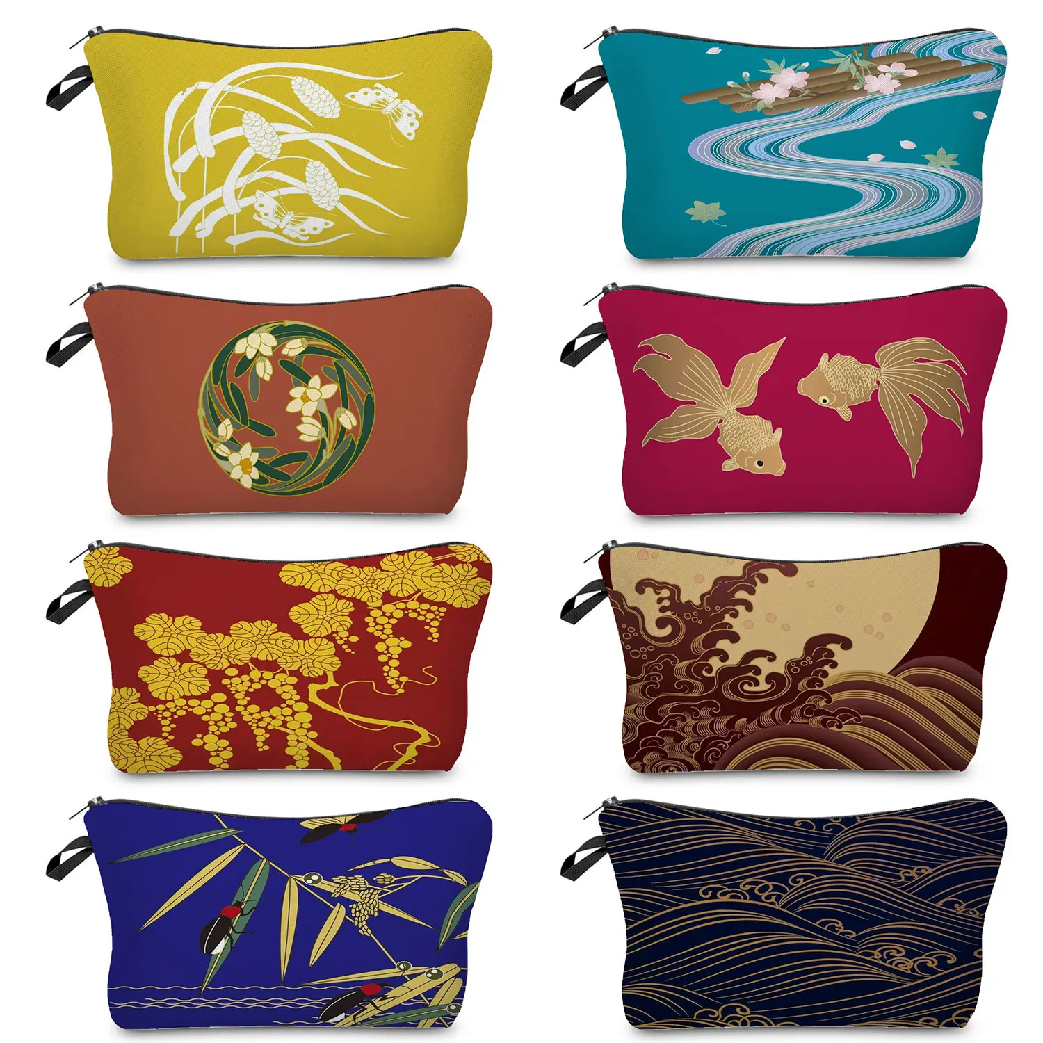 

Toiletry Bag Makeup Bag New Pencil Case Storage Student Female Women's Cosmetic Bag Travel Japanese Style Floral Botanical Print