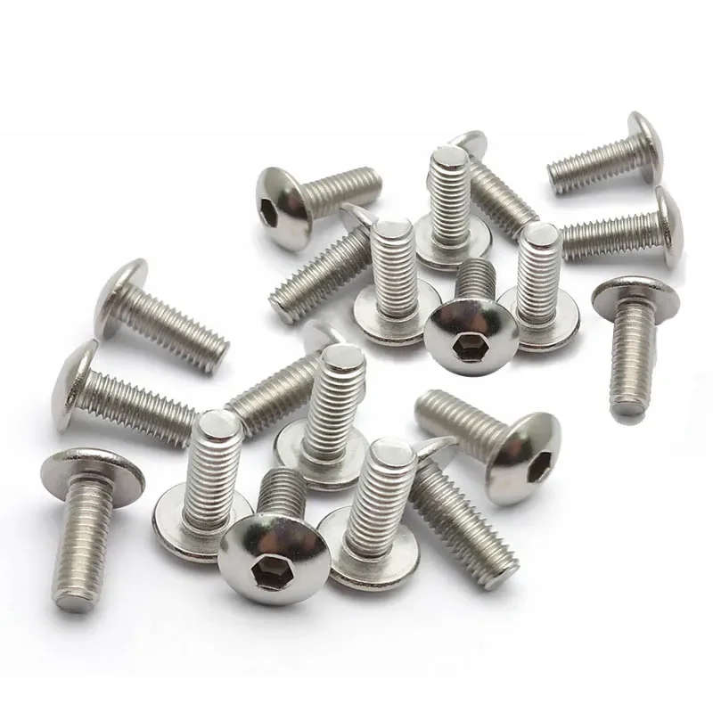 

20pcs Stainless Steel Big Flat Round Head Inner Hexagon Screw Bolt M6 6mm M5 5mm for Motorcycle Scooter ATV Moped Plastic Cover