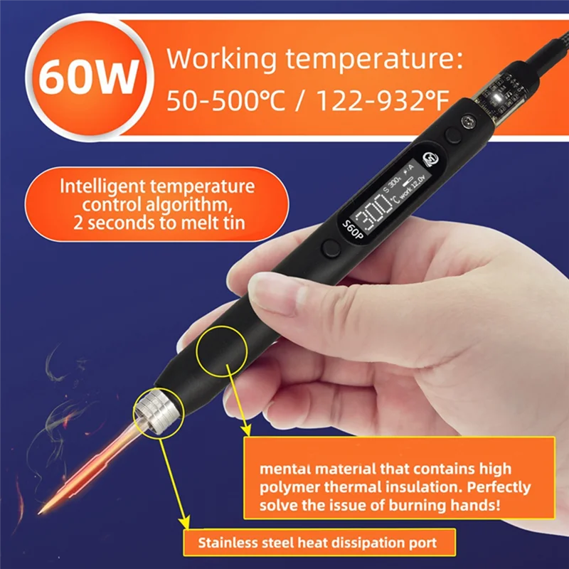 SEQURE S60P Anti-Static Nano Soldering Iron Pen Support PD/QC Power Supply Compatible with C210 Solder Tip Precision Repair Tool 3