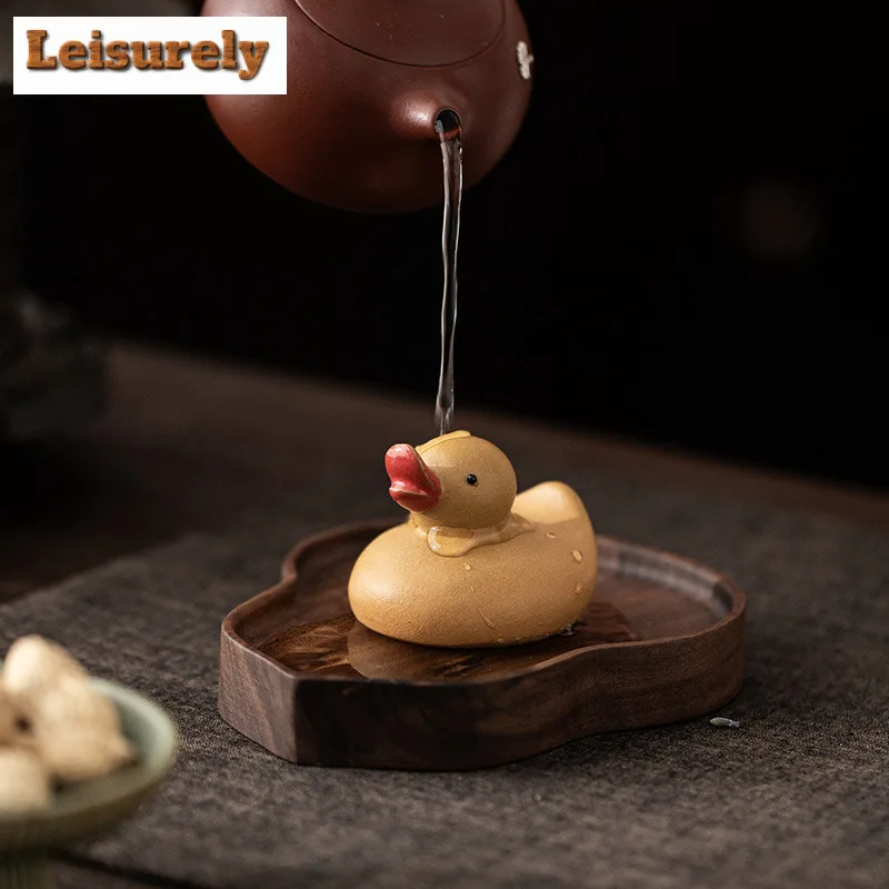 Purple Clay Little Yellow Duck Tea Pet Vintage Lucky Model Tea Figurine Play Toys Tea Statue Ornaments Can Be Raised Collection