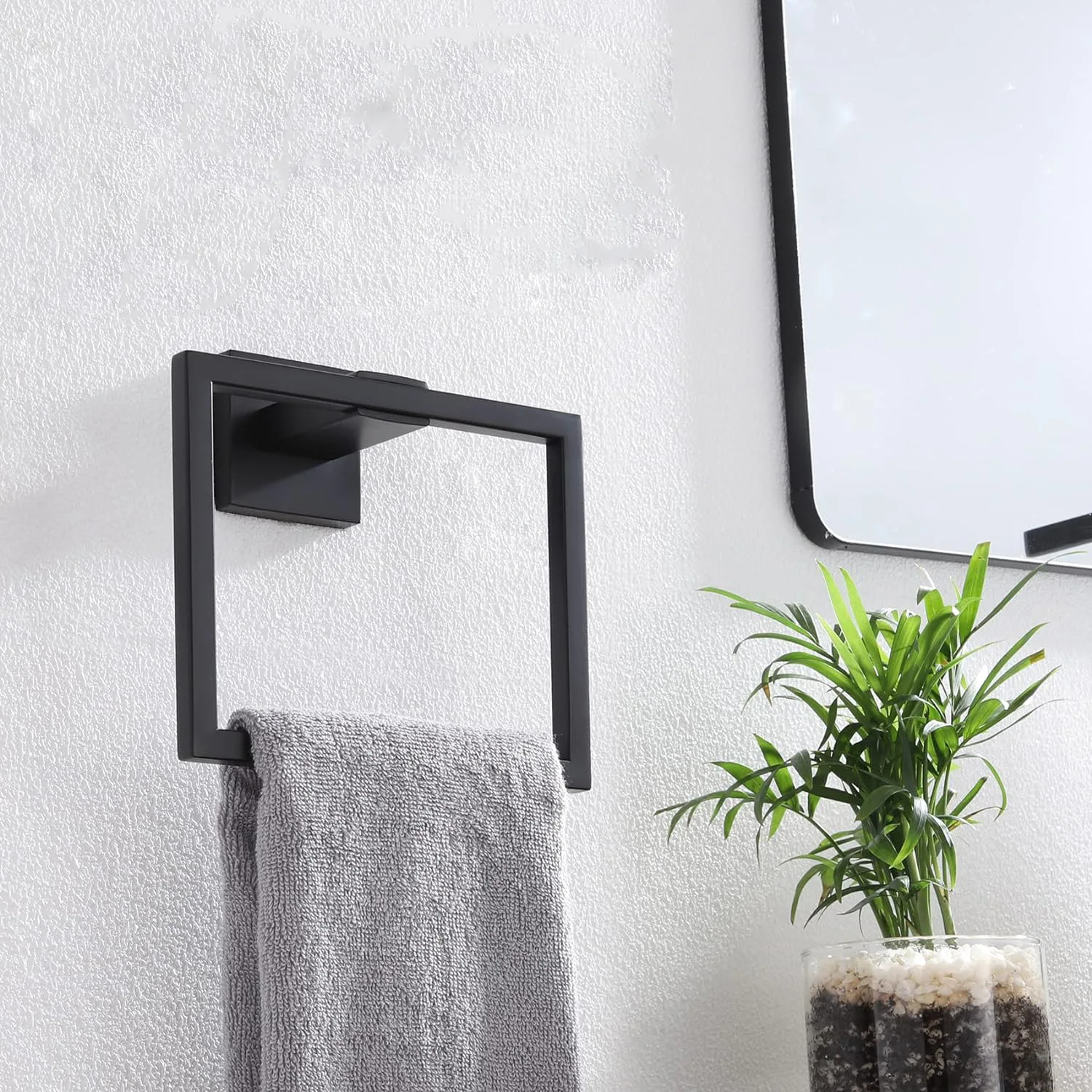 Description Picture 4 of itemBlack Stainless Steel Nordic Square Household Towel Ring, Towel Hanging Ring, Towel Towel Rack, Bathroom Towel Ring