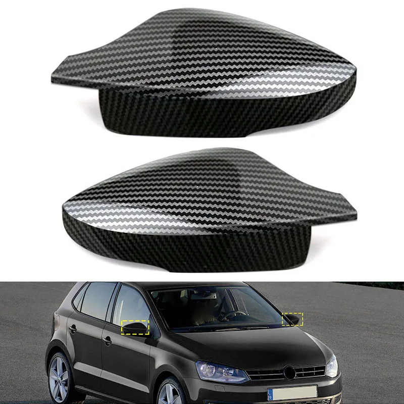 

1Pair Carbon Fiber Mirror Cover Caps Fit for VW Polo 2009-2017 UP 2016-2021 Reversing Covers Plastic Mirror Cap Accesories