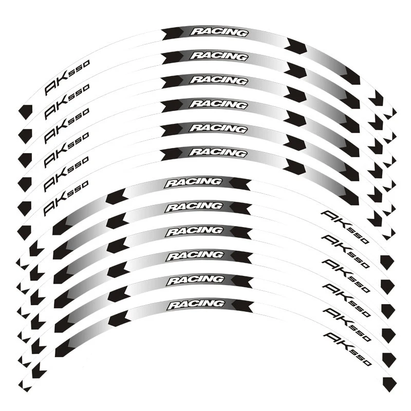 

12 шт., полосатые светоотражающие наклейки на колесо мотоцикла KYMCO Ak550