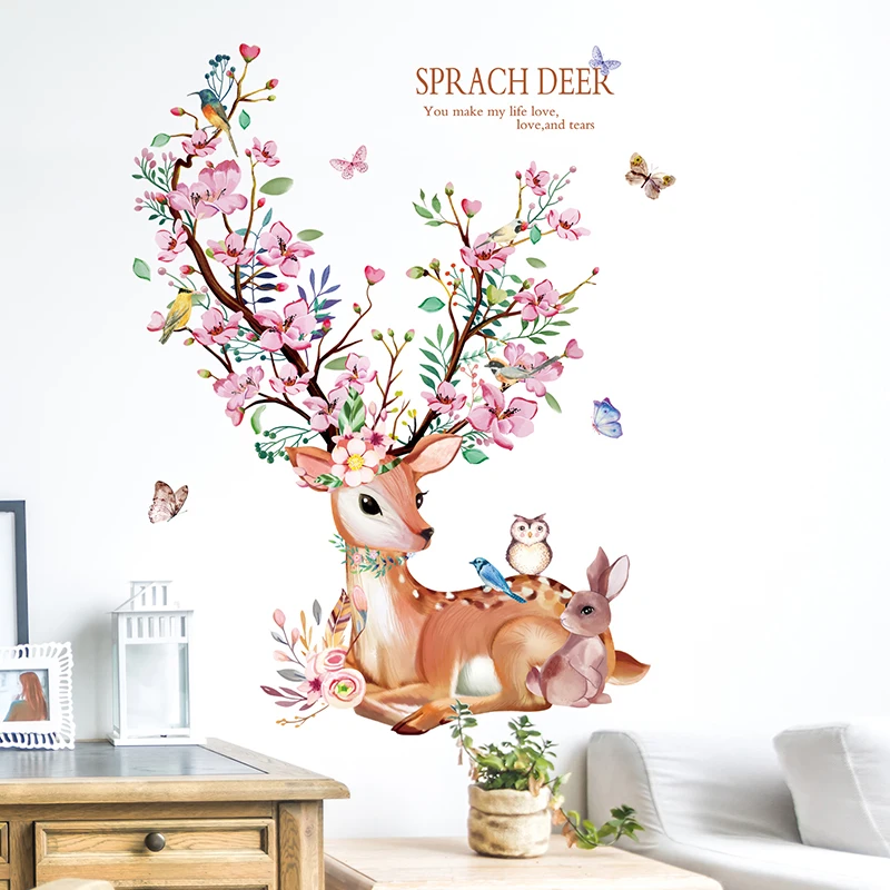Details about   Wall Decal Deer Animal Floral Ornament Tribal Mural Vinyl Decal z3309 