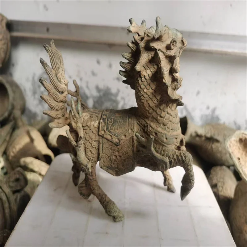 Chinese  Old Unearthed bronze Ancient Kirin Statue,Come From  FOLK Collection 6