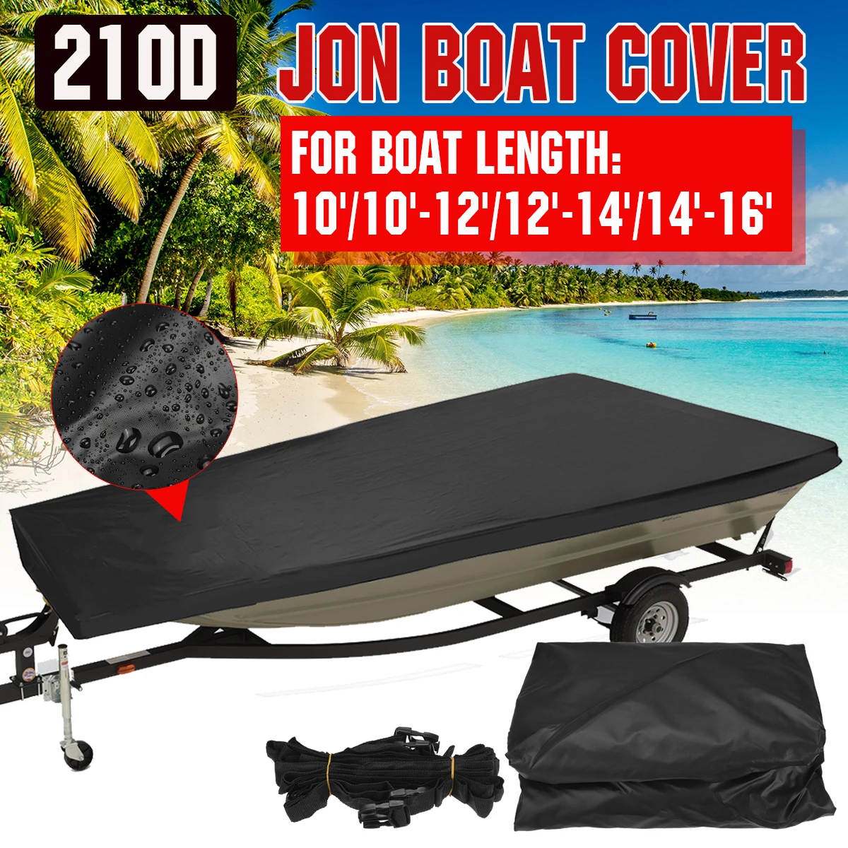 210DWaterproofJonBoatCoverWinterSnowCoverHeavyDutyMarineAccessoriesSunshade