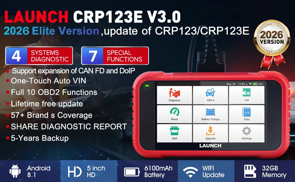 2026 Neuer LAUNCH X431 CRP123E V3.0 \ CRP123I V3.0 OBD2 Scanner CAN FD DOIP Motor ABS SRS AT System Diagnosegerät mit 7 Reset-Funktionen – Detail 4