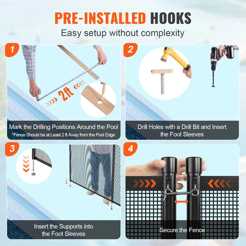 Removable Pool Fence for Child Safety and Pets