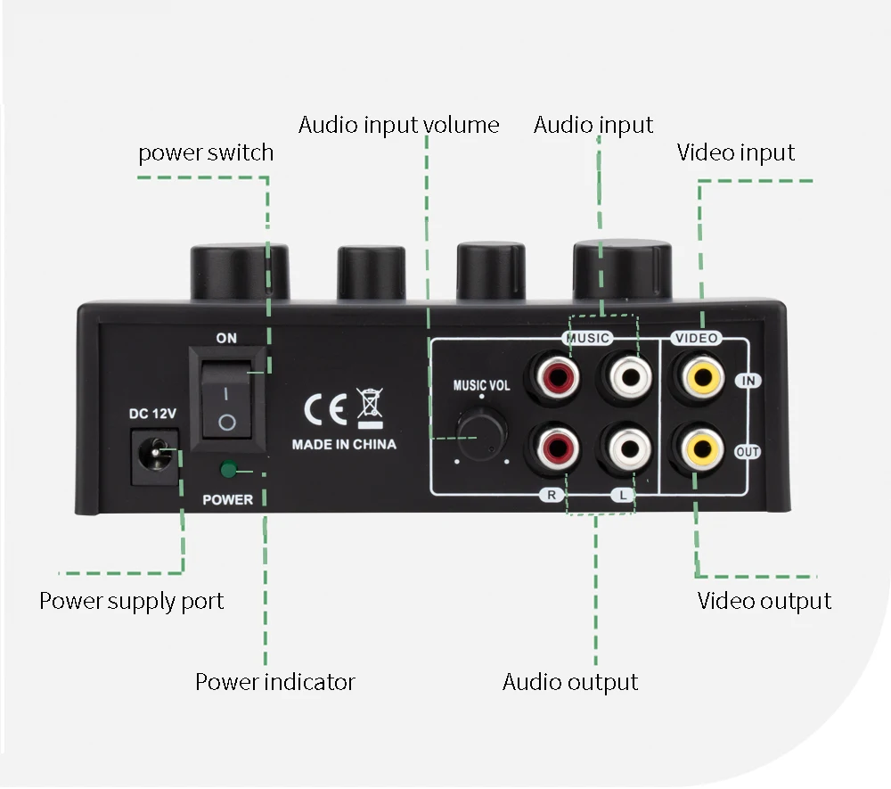 Áudio, 2 Canais Echo Entrada, Mini Mixer