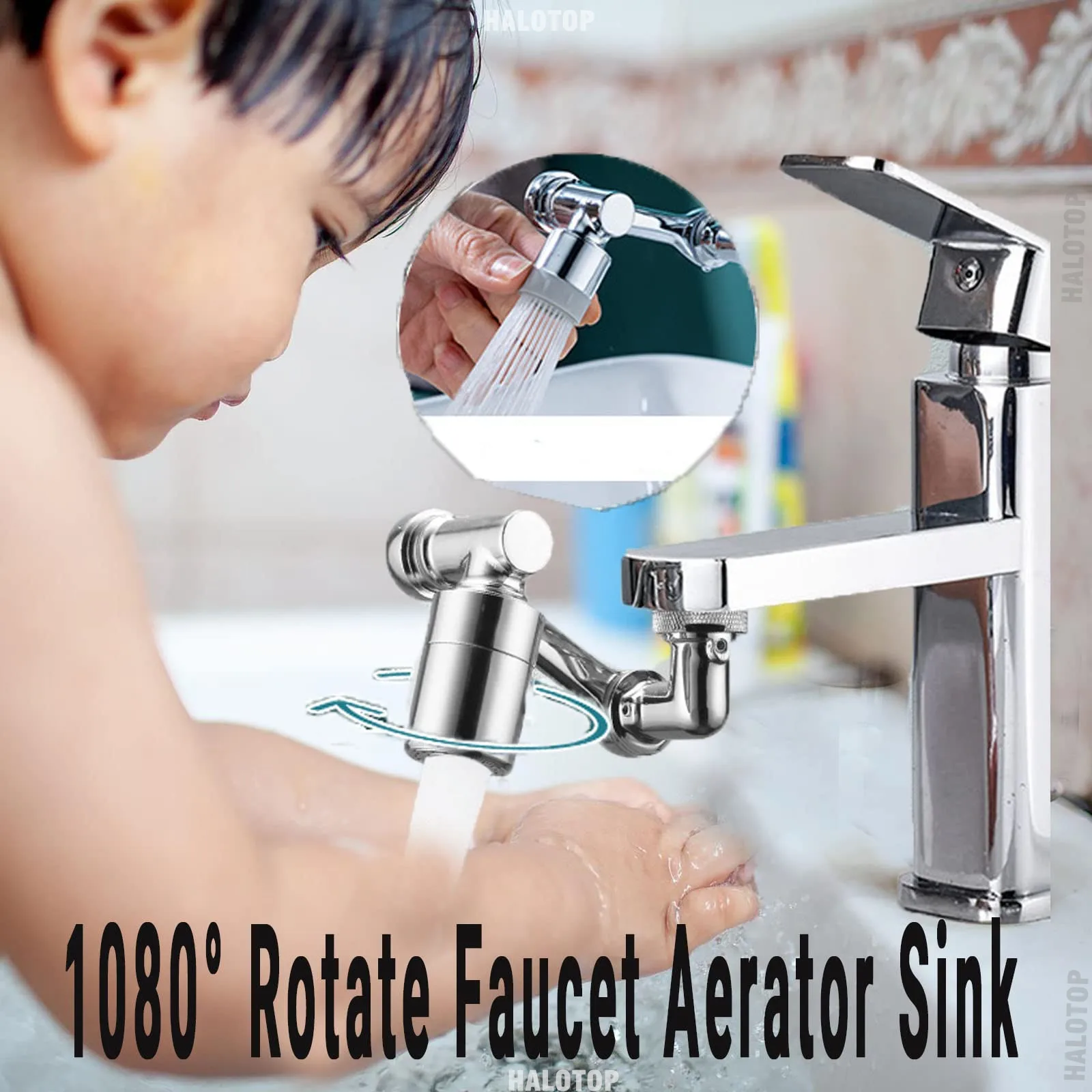 Rallonge de robinet rotative à 1080°, bras robotique pivotant, aérateur de  robinet à filtre anti-éclaboussures en cuivre avec 2 modes d'eau Extension  de robinet universelle Pinkiou pour lavabo de salle de bain 