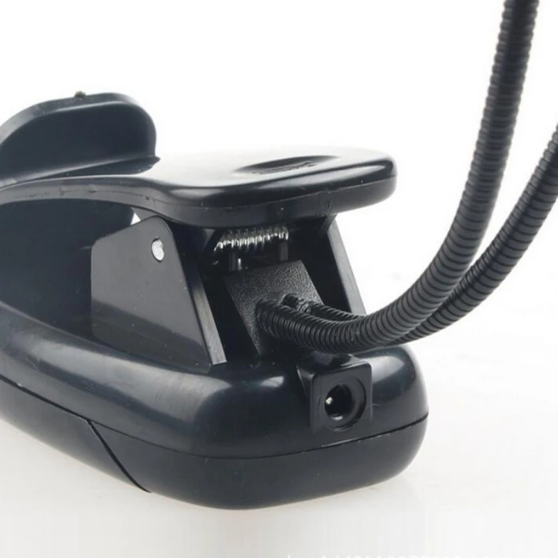 Black Clip-on 2 Dual Arms 4 LED Flexible Book Music Stand Light Eye Protection Adjustable Desk Lamp For Reading Work