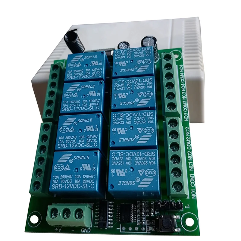 433MHZ DC 12V 24V 8CH RF Interruttore di telecomando senza fili Sistema di controllo remoto Ricevitore Trasmettitore industriale Relè 8CH - immagine 4