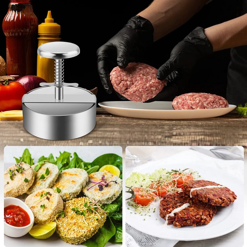 Hamburger Maker Stainless Steel Meat Press Pie Press Burger Mold Manual Meat Patty Mold for Grill Griddle Tool