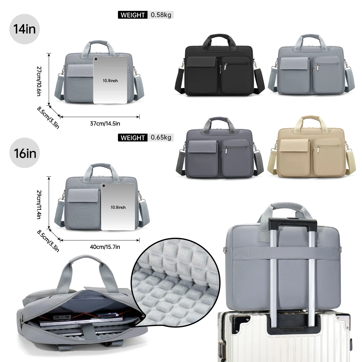 Laptop Bag Suitable for Commuting, Compatible with Apple MacBook Air 13, Lenovo Xiaoxin Pro 14, Huawei Matebook 16inch, Dell 15.6inch, Protective Case for 15-Inch Laptops, for Both Men and Women