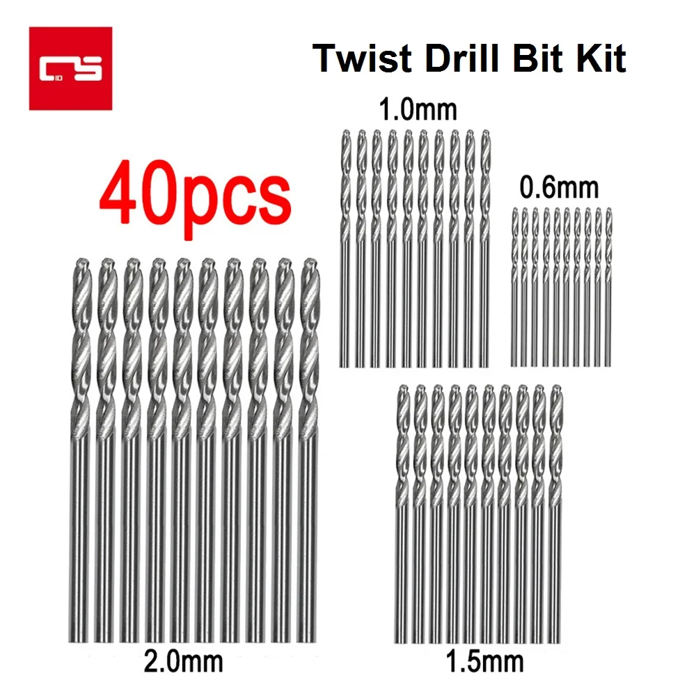 

40 In 1 Wist Drill Bit Kit 0.6/1.0/1.5/2.0Mm Hss High Speed Steel Mini Drill Twist Drill Bits For Woodworking Plastic Aluminum