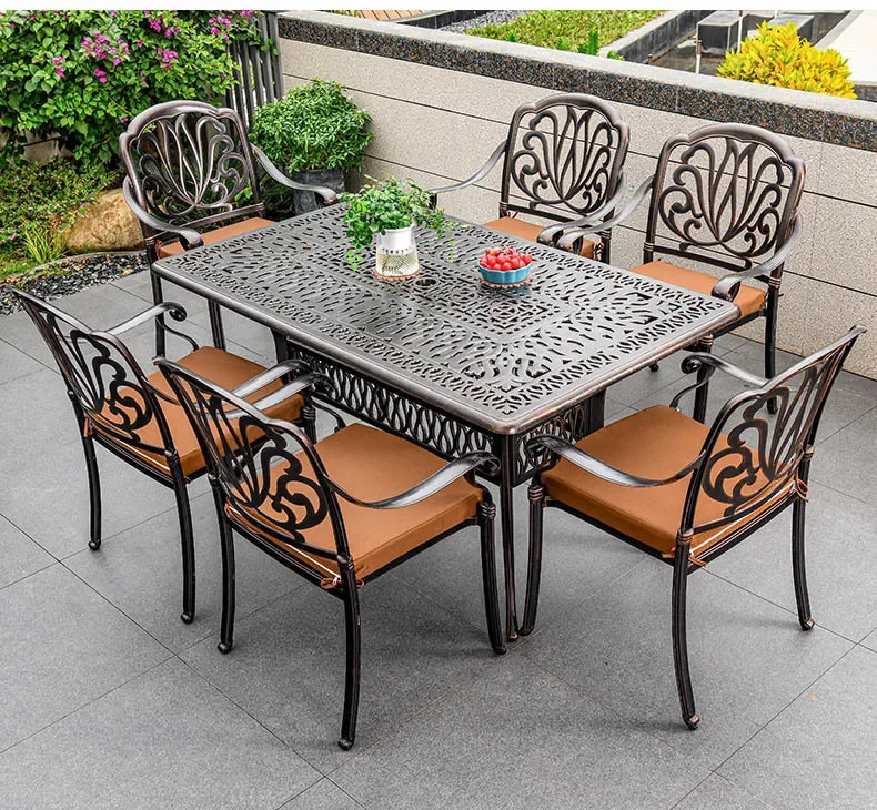Waterproof Sunscreen Leisure Chairs Outdoor Metal Garden Furniture Sets for Patio European Retro Outdoor Furniture Fir Villa GY
