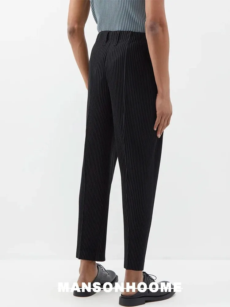 Miyake Pleated Men Pencil Pants High Waist Homme Causal Men's Casual Pants 5