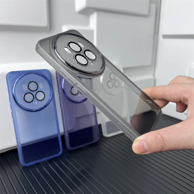 Luxury Soft Clear Silicone-Acrylic Phone Case with Glass Lens Protector