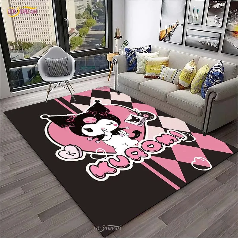 Cartoon Carpet Kuromi Cartoon Anime kawaii Carpet for Living Room Bedroom Cute Rug Kitchen Door Kids Un-slip Floor Mats