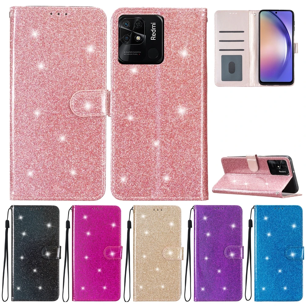Custodia In Pelle Bling Flash Per Xiaomi 13 Lite 12T 11T Redmi 12C 11A 10C 10A K60 A2 Redmi Note 10 11 12 Pro Plus 12S Portafoglio Cover