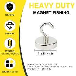 Super Strong Neodymium Fishing Magnet with Storage Box (E42 Pull Max 66KG)