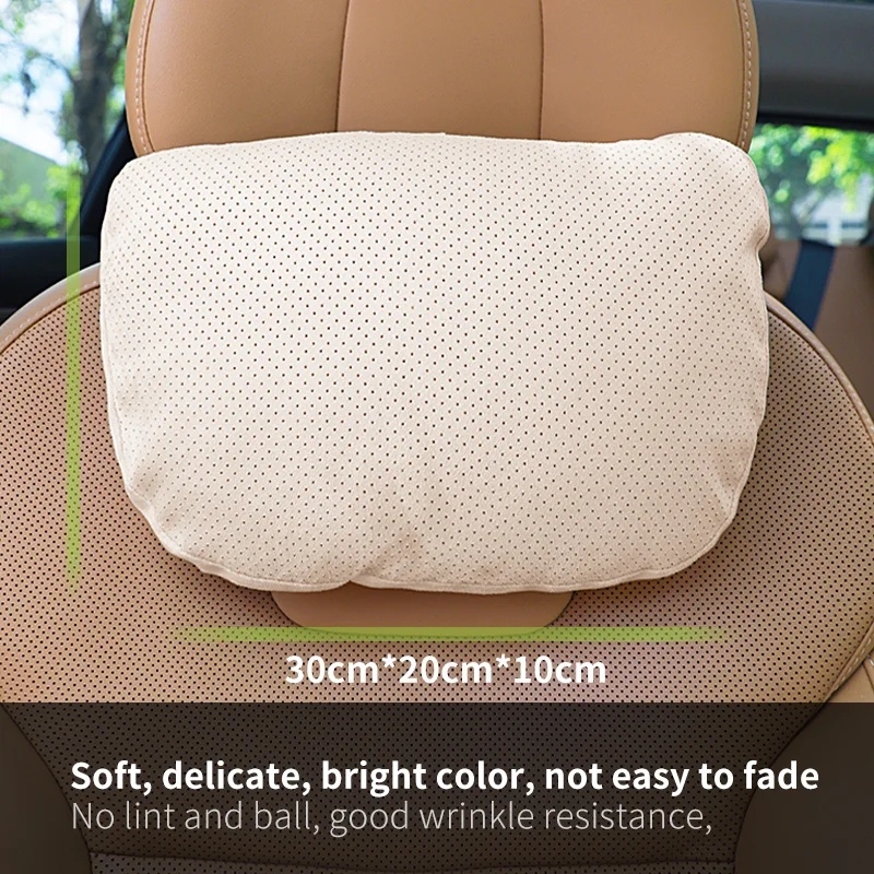 마이크로스웨이드 자동차 헤드레스트, 사계절용 초부드러운 목베개 한 쌍, BMW, 테슬라, 메르세데스-벤츠 자동차 시트 헤드레스트.