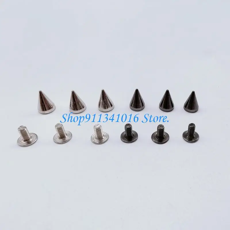 200Sets 가죽 공예 의류 가방에 대 한 실버 블랙 합금 펑크 스 터 드 신발 7x10mm 합금 스파이크 구멍 펀치와 리벳