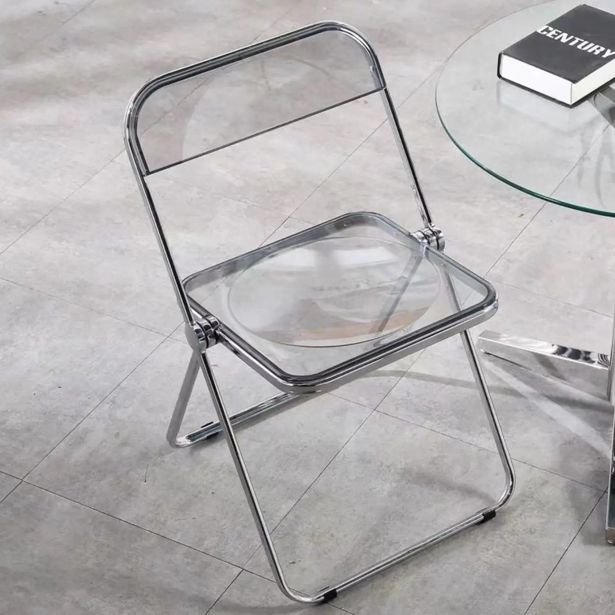 Ins Fashaion Transparent Acrylic Photo Chair Folding Stool Dining Chair Clothing Store Milk Tea Shop Chair Office Desk Chair thickened table card a4 a5 mobile phone store transparent acrylic crystal card table card exhibition card conference table card