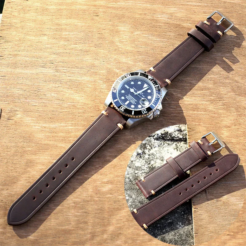 

Handmade Cow Leather Strap Watch Bracelet Brown Vintage Watchband 20mm 22mm Watchband Quick Release Watch Strap Accessories