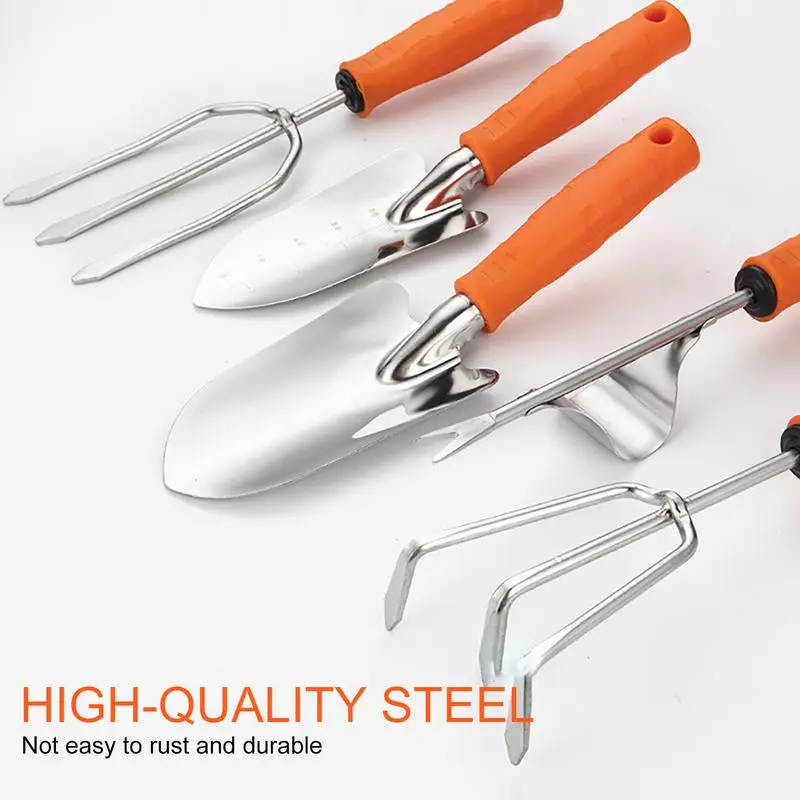Gardening Hand Tool Set Stainless Steel Plant Garden Tools Portable Floral Garden Hand Tool Kits For Loosening Soil 5