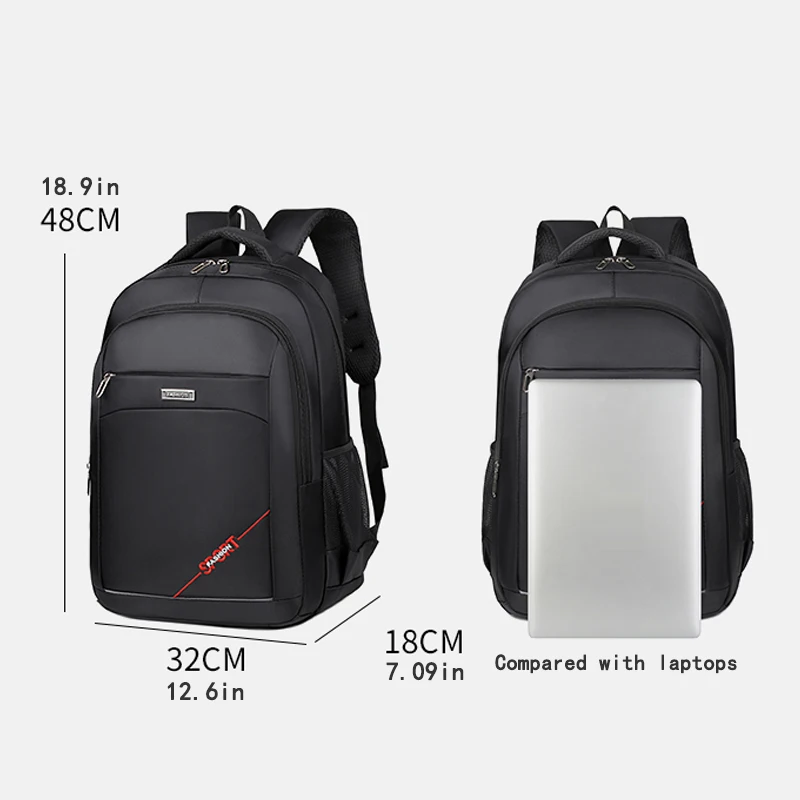 Unisex Backpack | Multi-pocket travel bag with zipper closure, suitable for business trips and short trips - Black