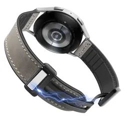 Enhanced Leather Magnetic Buckle Strap - 22mm Sports Wristband Replacement - 22mm (Grey)