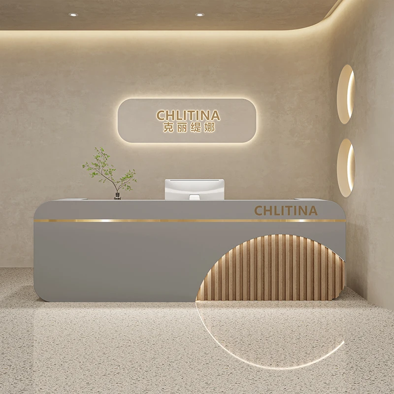 Small Reception Desk Study Spa Counter Long Office Console Reception Desk Gaming Mostrador Recepcion Beauty Salon Furniture