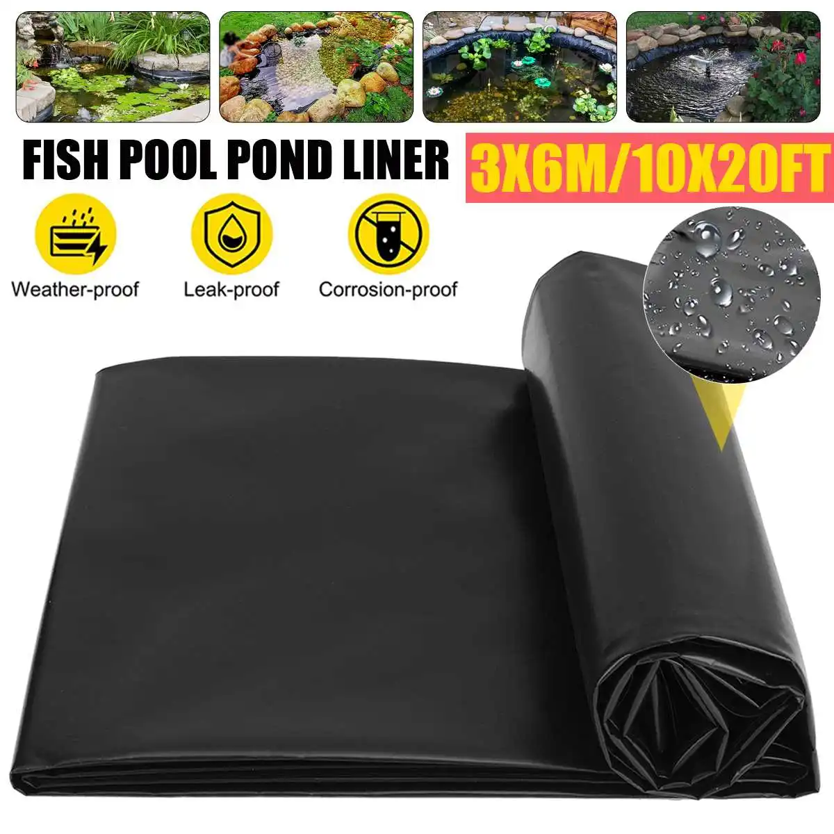 3X6m Fish Pond Liner Cloth 0.3mm Home Garden Pool Reinforced Heavy Duty