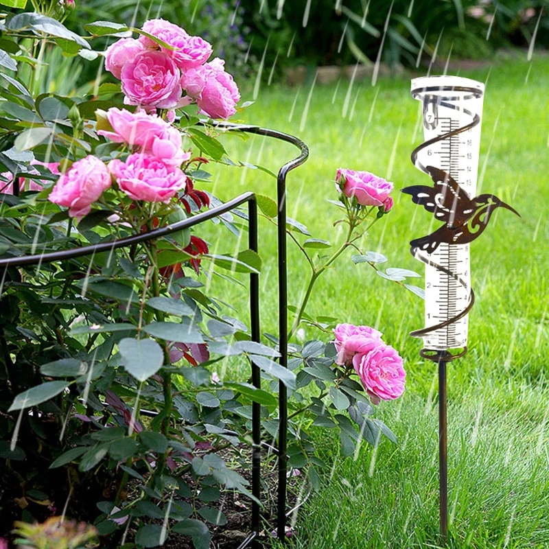 Weather-resistant Metal Rain Gauge Measuring Cup Outdoor Fence Decoration Rainwater Gauge Measuring Cup Outdoor Ornament