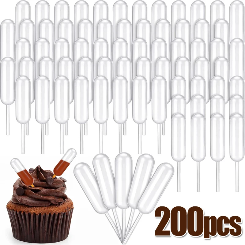 4ml Plastic Pipettes Squeeze Transfer Dropper Disposable Liquid Jam Dropper for Cupcakes Chocolate Dessert Stuffed 200/50Pcs disposable dropper