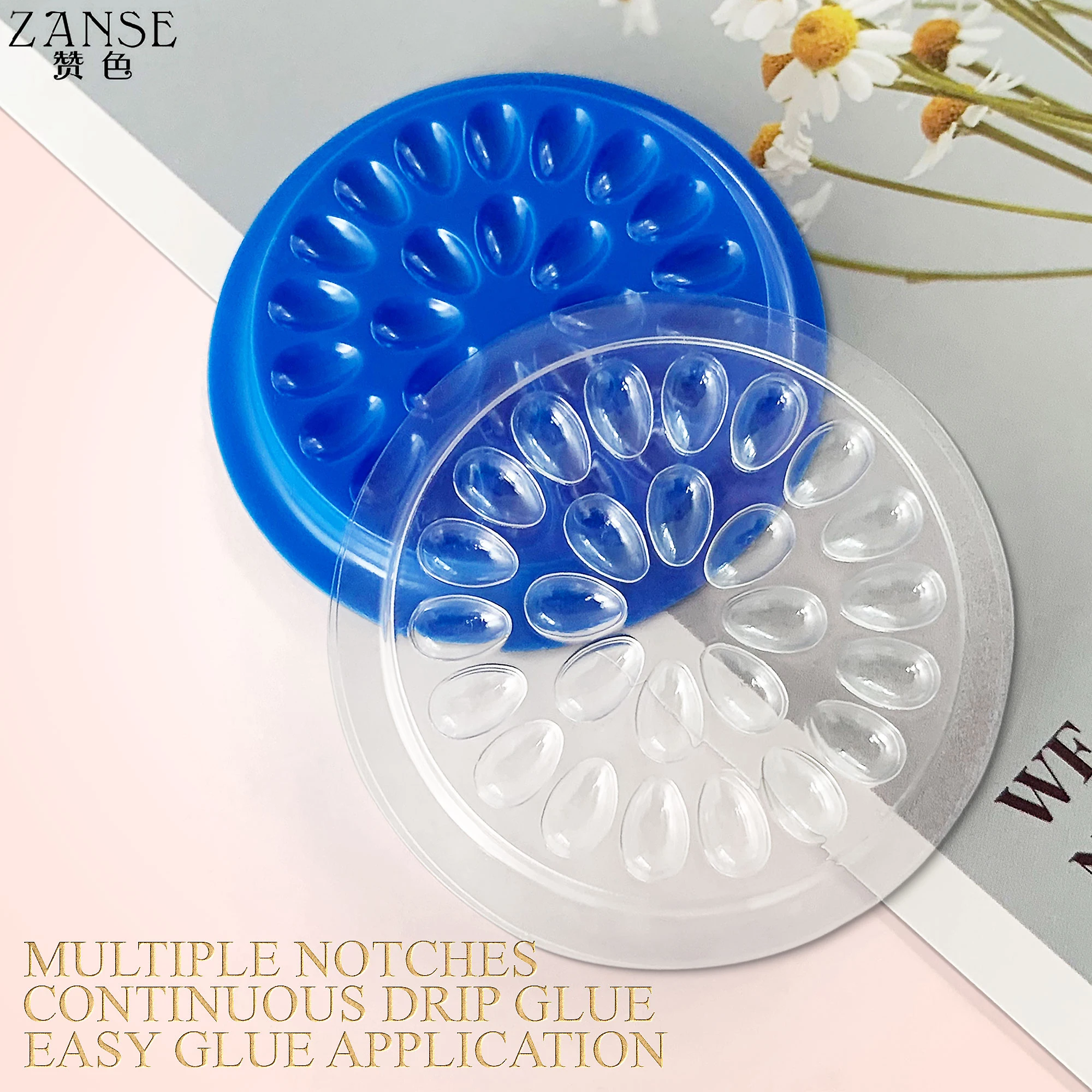 100pcs Disposable Plastic Flower Eyelash Holder Sticker Glue Adhesive Pallet For Eyelash Extension Makeup Tools