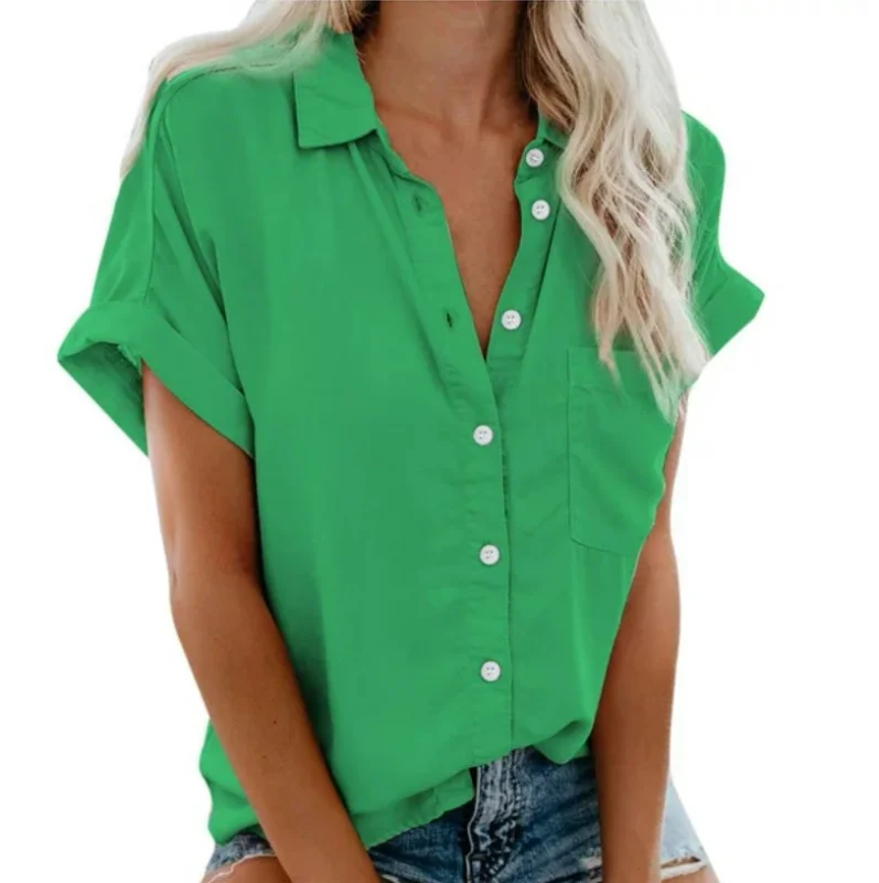 

Elegant Summer Streetwear Blouse Tshirt Solid New Tees Vintage Clothes Women Clothing Y2k Tops Shirts for Women Fashion Casual