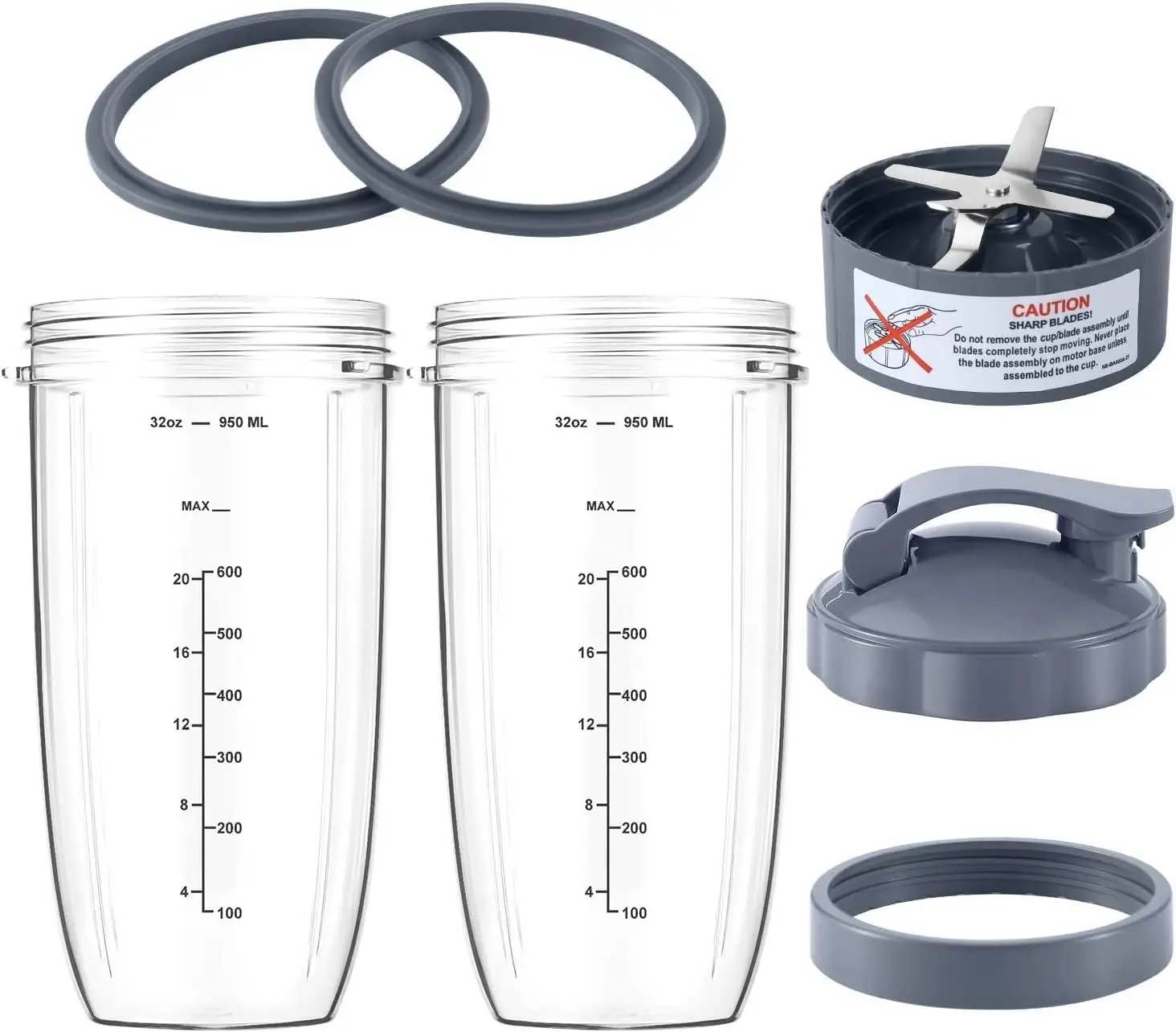 

de repuesto de vasos de licuadora y cuchilla, 7 piezas, 946 ml, 1 tapa abatible, 1 anillo de tapa y hoja extractora con 2 juntas